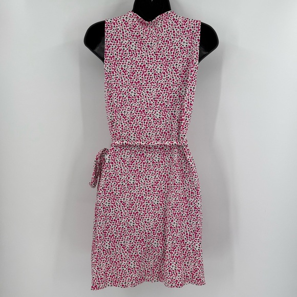 Diane von Furstenberg Julian Mini Wrap Sleeveless Dress | Pink/White/Black | 6 - Picture 2 of 10